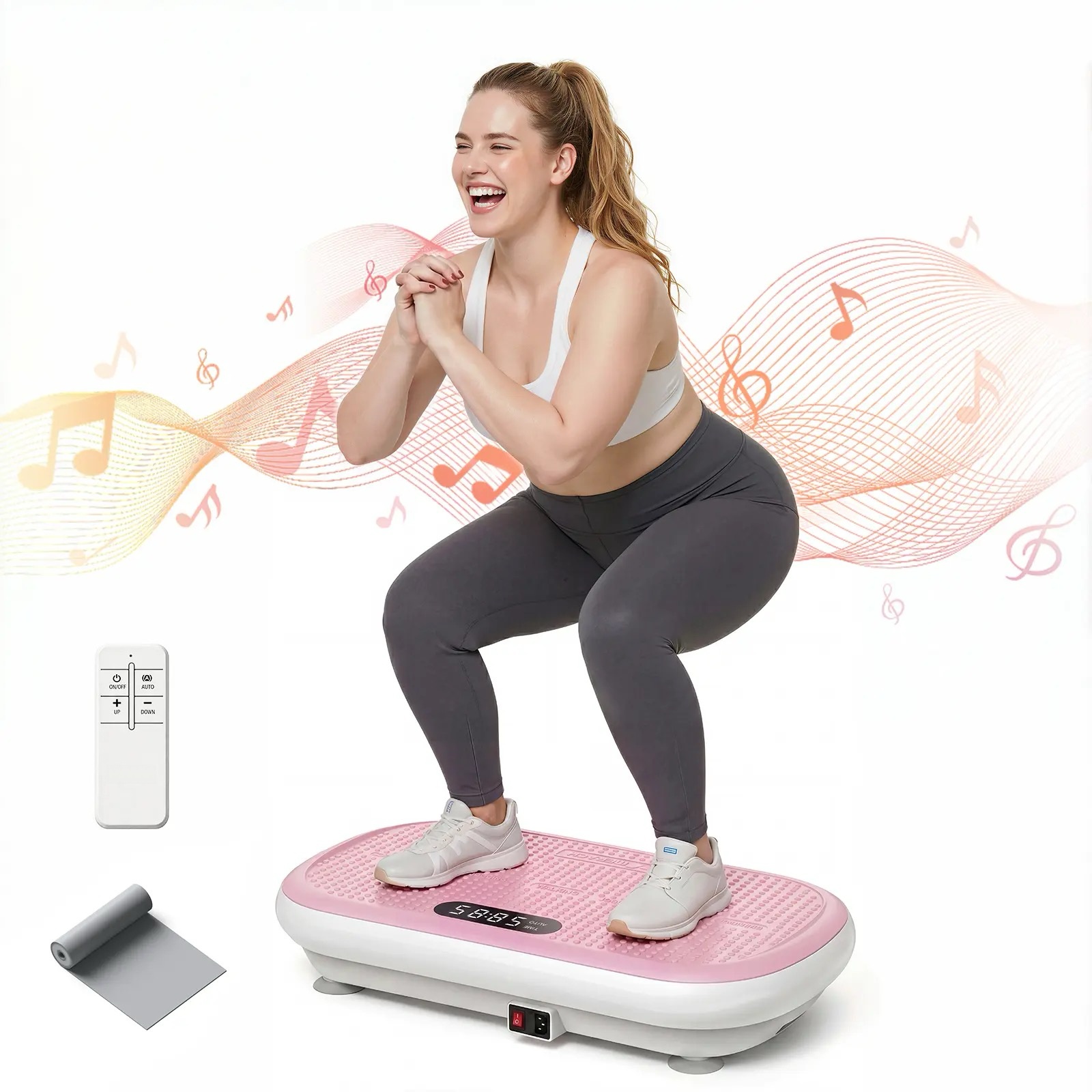High-Power Vibration Plate Exercise Machine - 440lbs Weight Capacity, Bluetooth